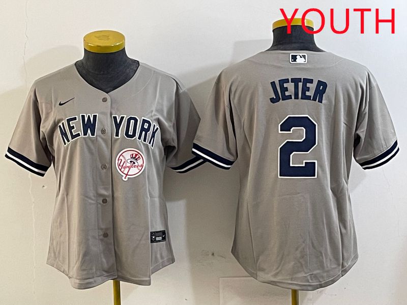 Youth New York Yankees #2 Jeter Grey Game 2025 Nike MLB Jersey style 10->youth mlb jersey->Youth Jersey